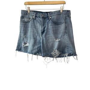 Lucky Brand Light Rinse Distressed Boyfriend Denim Shorts Women's Size 10
